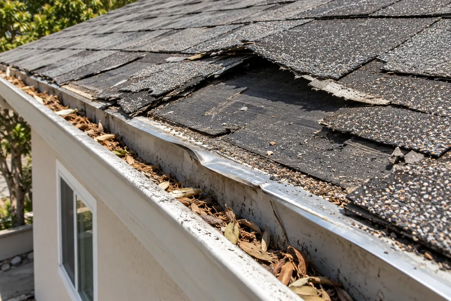 Shingles torn off a roof by Santa Ana winds